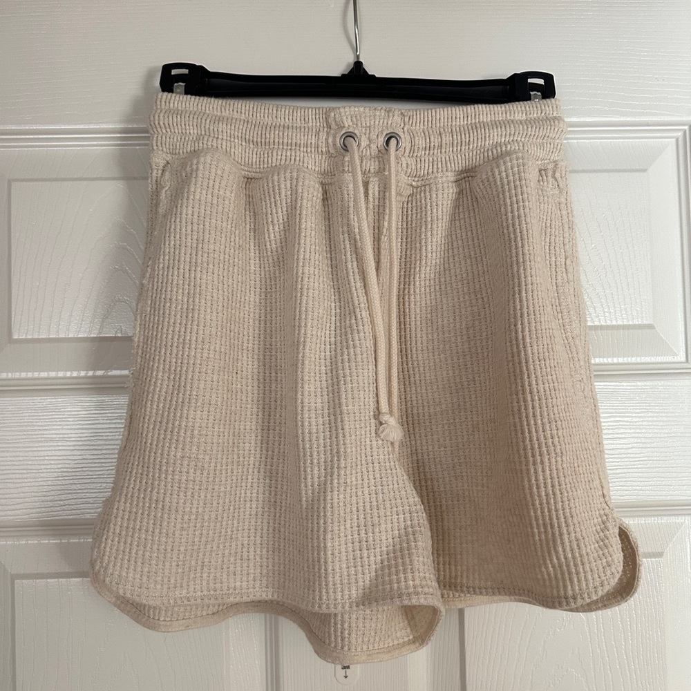 Aerie Cream High Waist Ribbed Shorts